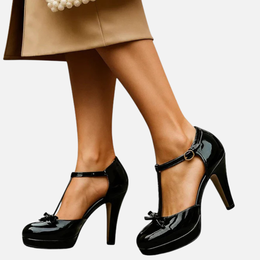 Zapatos de tacón alto de plataforma con tira en T para mujer | Mary Jane