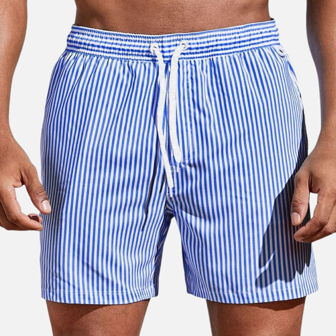 Bermudas de Baño Rayadas para Hombre | Shorts de Playa de Secado Rápido con Cordón