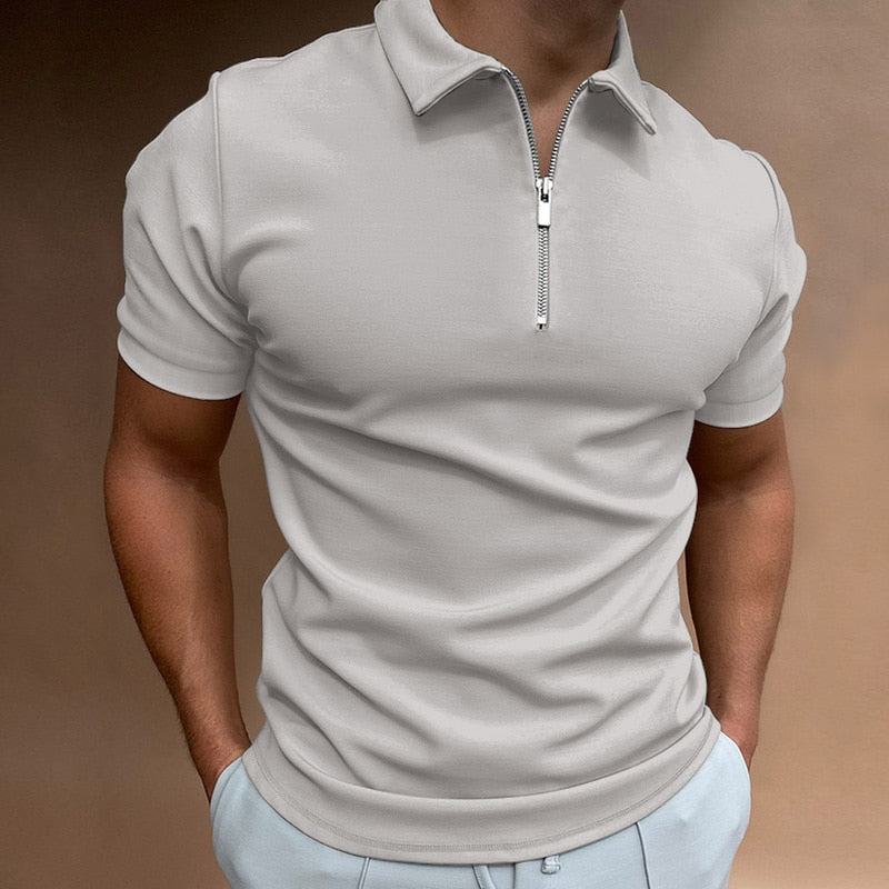 Men's Short Sleeve Quarter Zip Polo Shirt