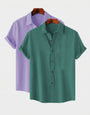 Lavender & Green Colour Short Sleeve Shirt Combo