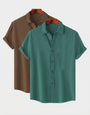 Brown & Green Colour Short Sleeve Shirt Combo