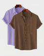 Lavender & Brown Colour Short Sleeve Shirt Combo