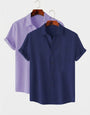Lavender & Dark Blue Colour Short Sleeve Shirt Combo