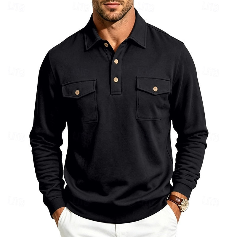 Harold | Refined Long-Sleeve Pocket Polo Shirt 10