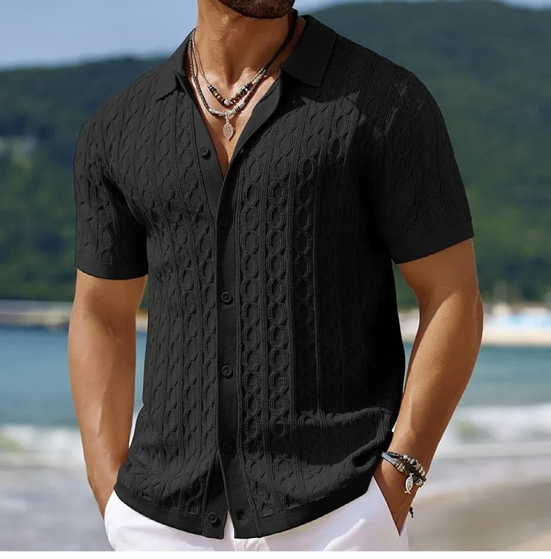 Marco | Men's Button-Down Textured Polo Shirt 7