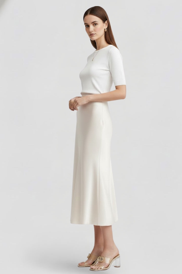 Women’s Midi Skirt with High Waist and Draped Cut 5