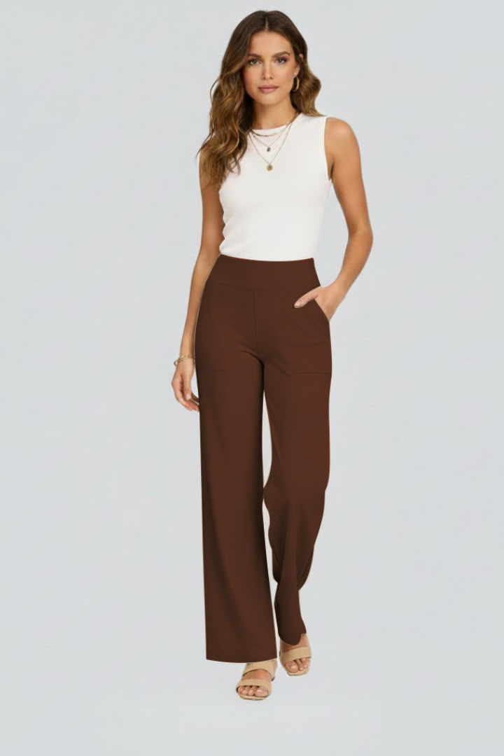 Women’s Wide-Leg Trousers with High Waist and Side Pockets 12