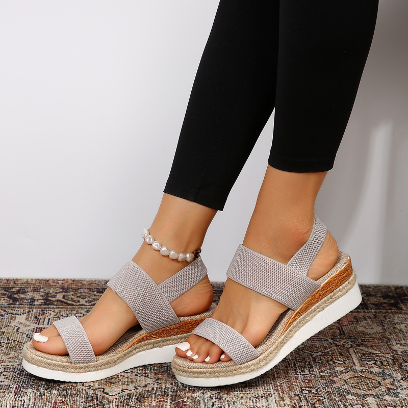 Women's Elastic Strap Woven Platform Sandals