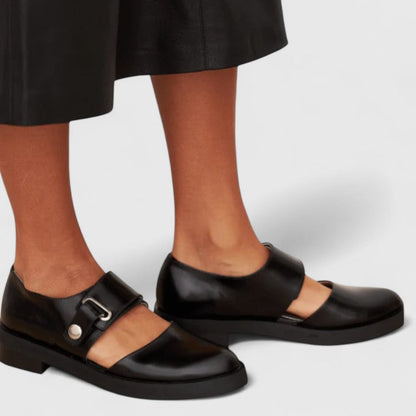 Women's Flat Shoes with Buckle Strap and Cutouts