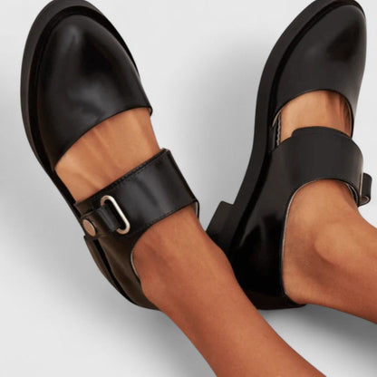 Women's Flat Shoes with Buckle Strap and Cutouts