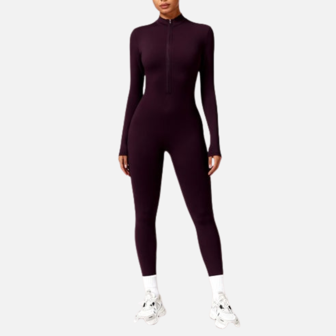 Unitardo de manga larga para mujer - Mono de yoga ajustado Bodycon