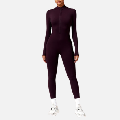 Unitardo de manga larga para mujer - Mono de yoga ajustado Bodycon