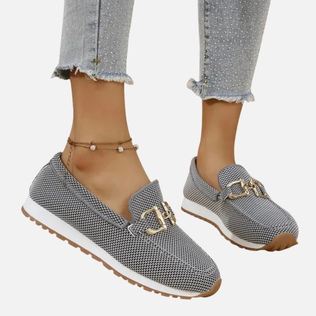 Mocasines ortopédicos de malla con hebilla para mujer