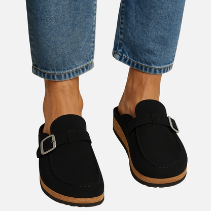 Mules de ante para hombre con hebilla - Sandalias cerradas
