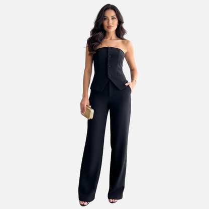 Traje elegante sin tirantes de pantalón tipo mono para mujer