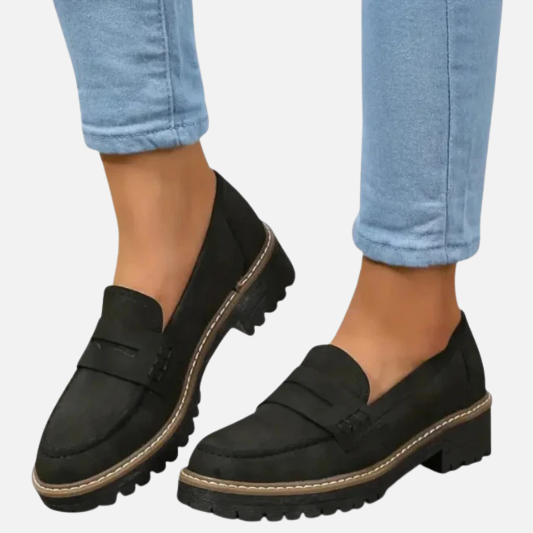 Mocasines Penny Chunky de Mujer con Suela de Tacos | Ante
