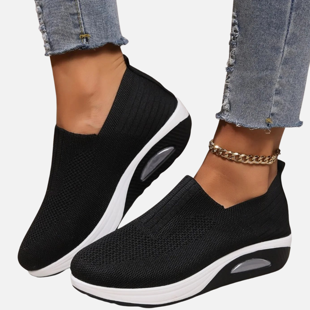 Zapatillas sin cordones de punto transpirables para mujer