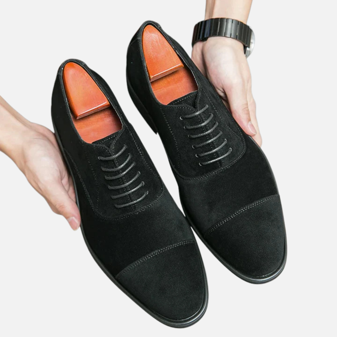 Zapatos Oxford de vestir formales para hombre de gamuza con puntera recta | Con cordones