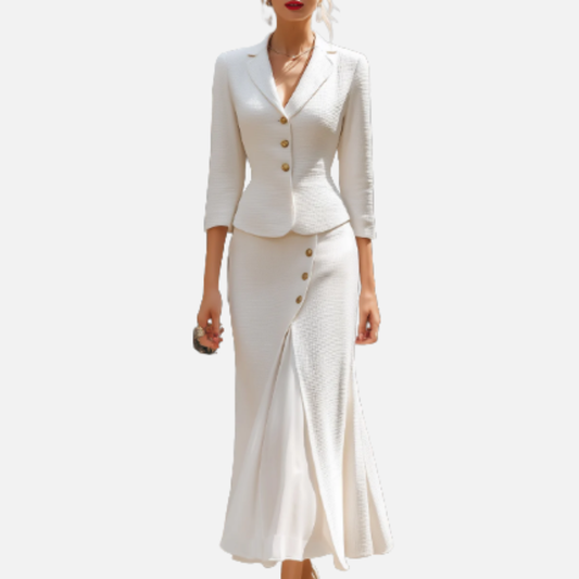 Women's Blazer and Midi Skirt Suit Set | Elegant Fishtail Skirt Formal