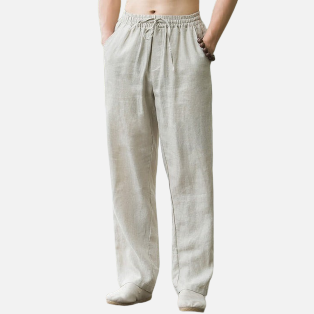 Pantalones Holgados de Lino para Hombre - Pantalones de Mezcla de Algodón y Lino Transpirables