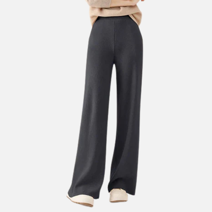 Pantalones de punto de pernera ancha para mujer | Pantalones de chándal acanalados con cintura elástica