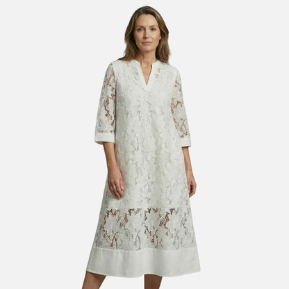 Women's Floral Lace Midi Dress | V-Neck Summer Dress