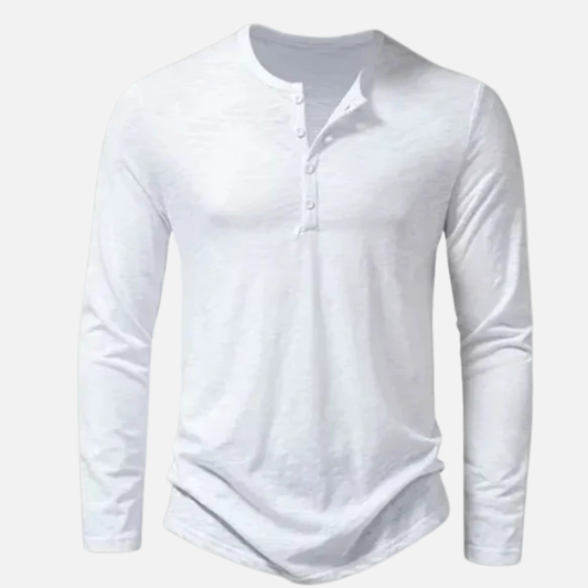 Men's Long Sleeve Henley Shirt | Slim Fit Button Placket