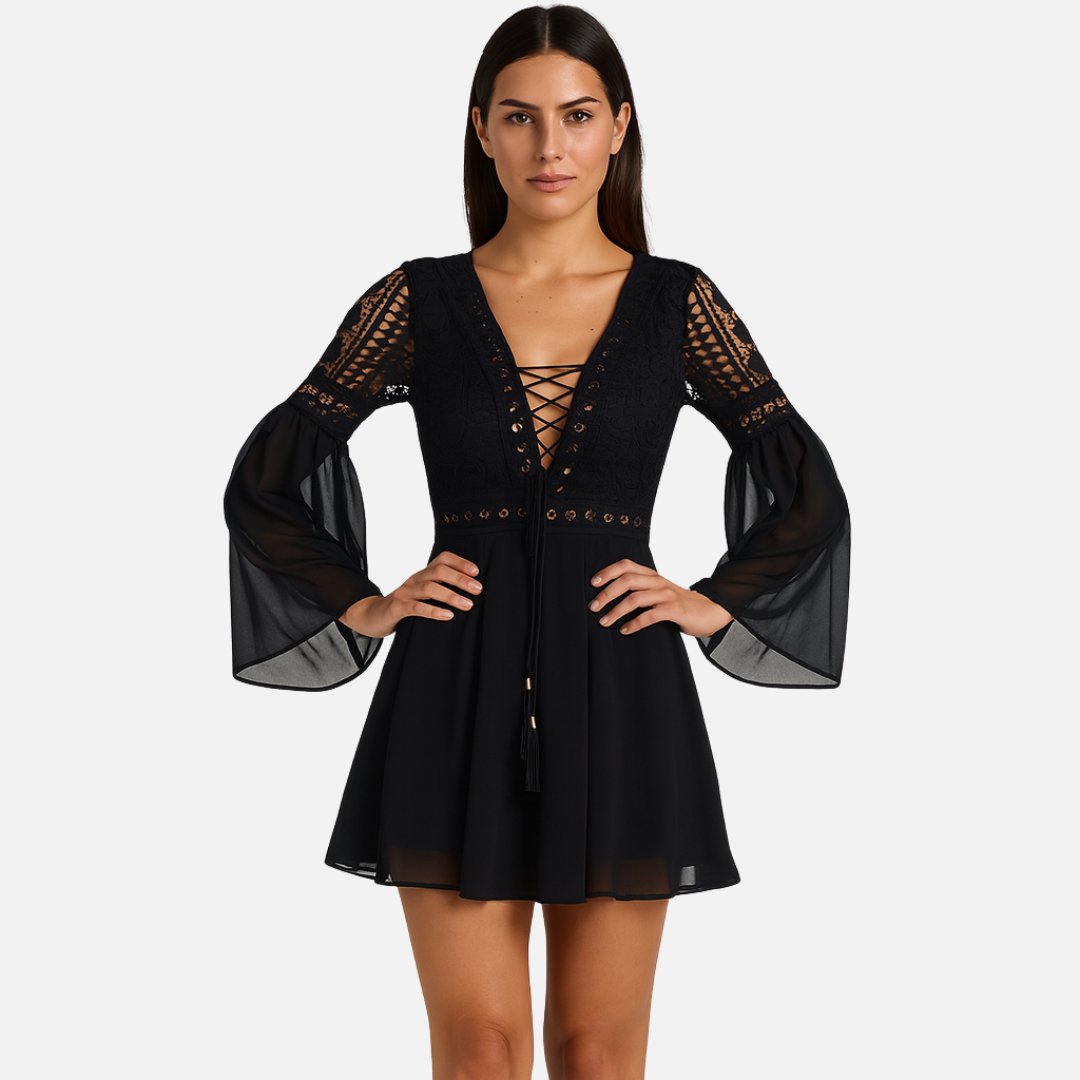 Women's Elegant Black Mini Cocktail Dress