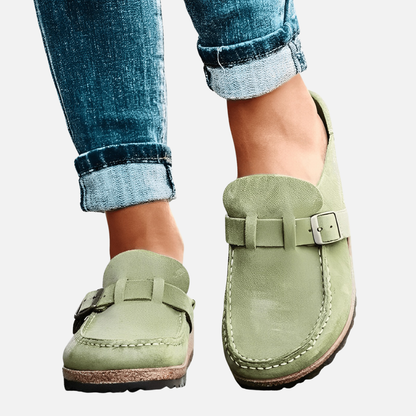 Zuecos de ante sin cordones cómodos para mujer