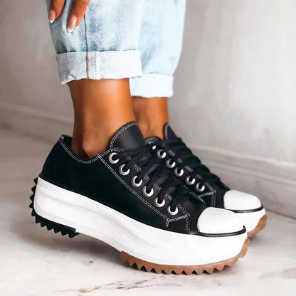 Women's Canvas Platform Sneakers with Chunky Sole