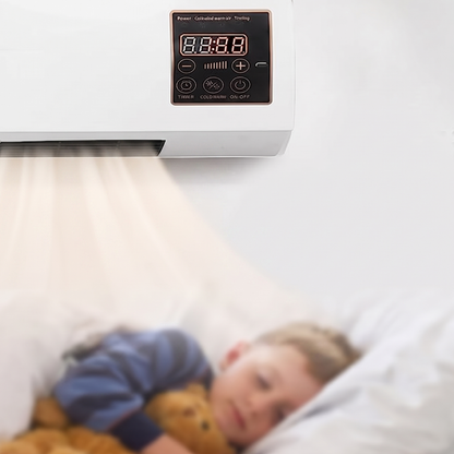 2-in-1 wall fan with heating function – refreshing breeze and heating | quiet, remote control, LCD, white 2