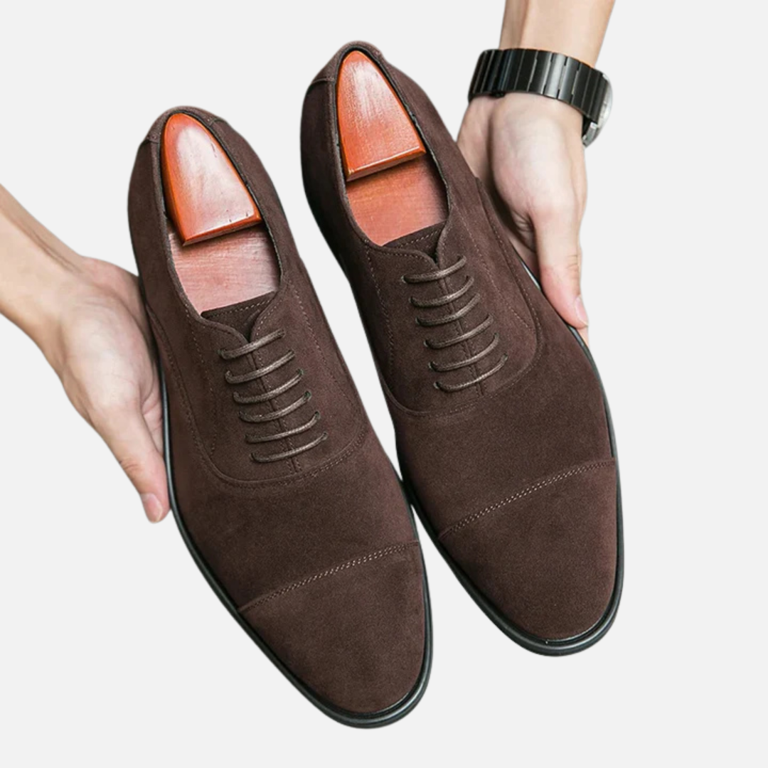 Zapatos Oxford de vestir formales para hombre de gamuza con puntera recta | Con cordones