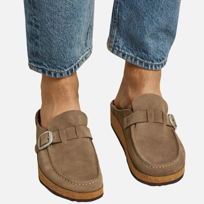 Mules de ante para hombre con hebilla - Sandalias cerradas