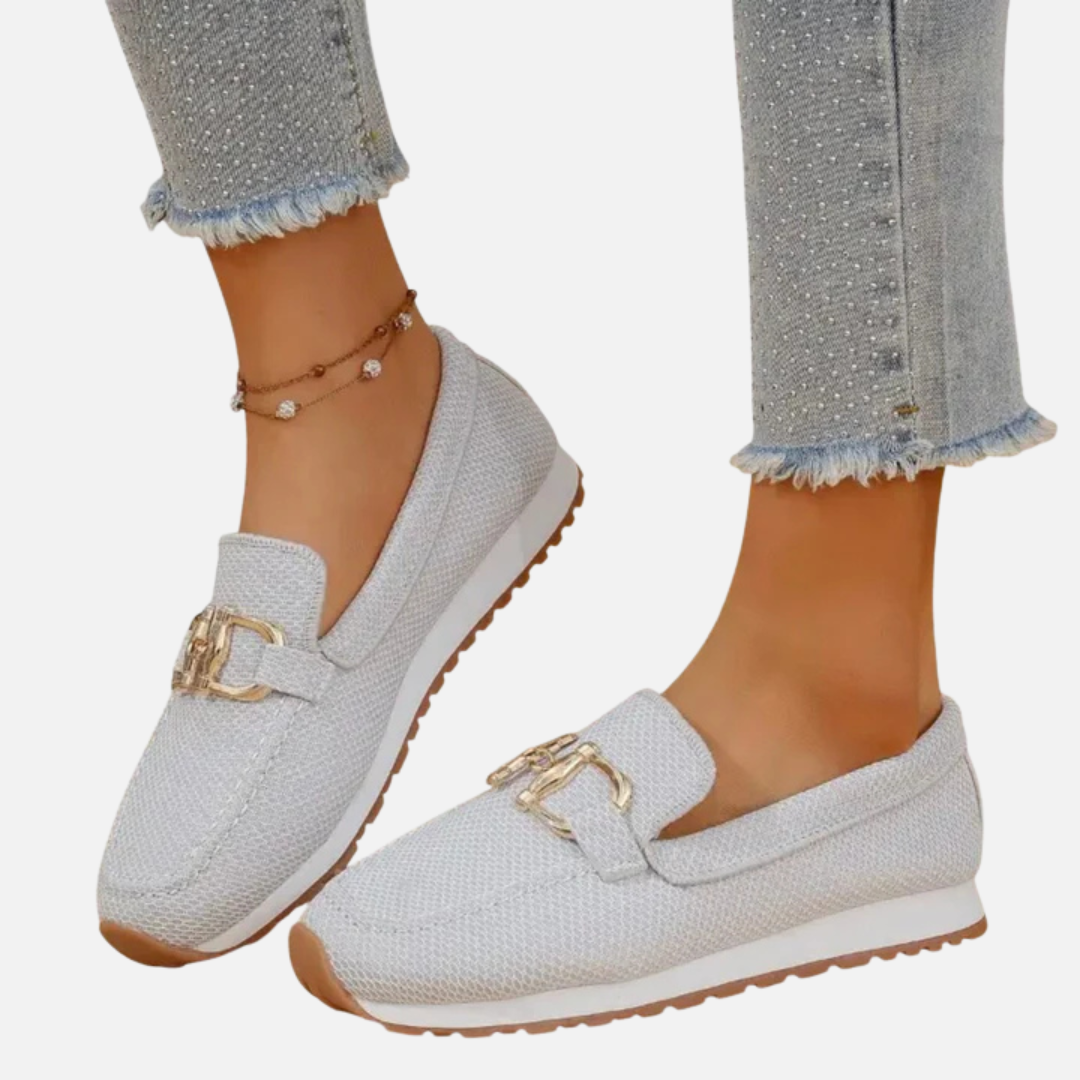 Mocasines ortopédicos de malla con hebilla para mujer
