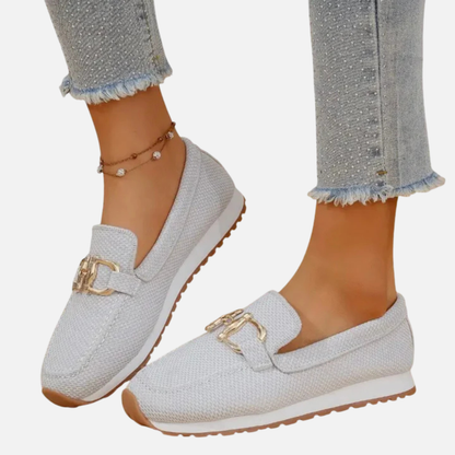 Mocasines ortopédicos de malla con hebilla para mujer