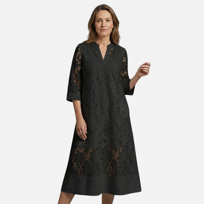 Women's Floral Lace Midi Dress | V-Neck Summer Dress