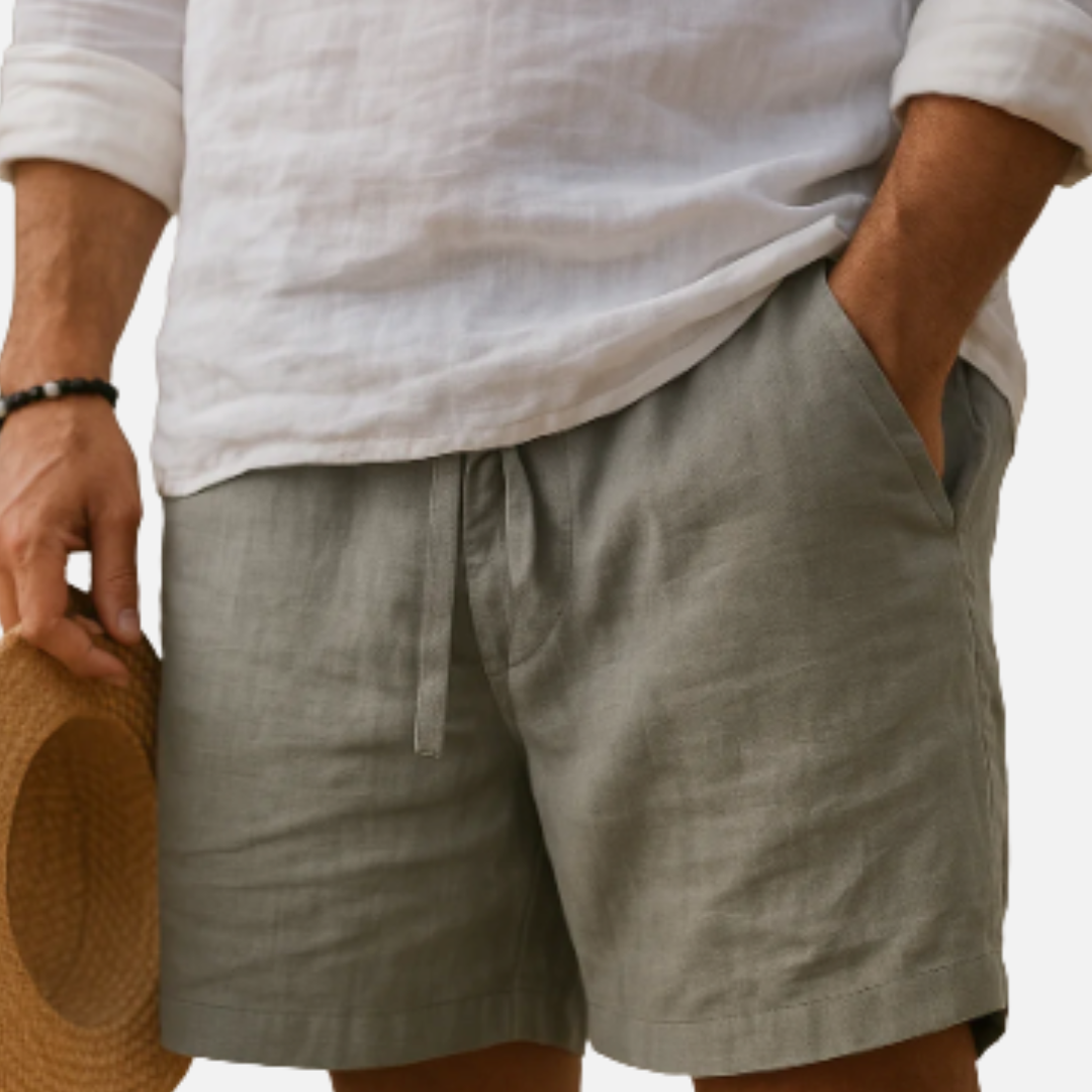 Men's Linen Drawstring Shorts | Casual Breathable Beach Shorts