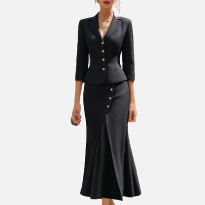 Conjunto de traje de saco y falda midi para mujer | Falda formal elegante tipo cola de pez