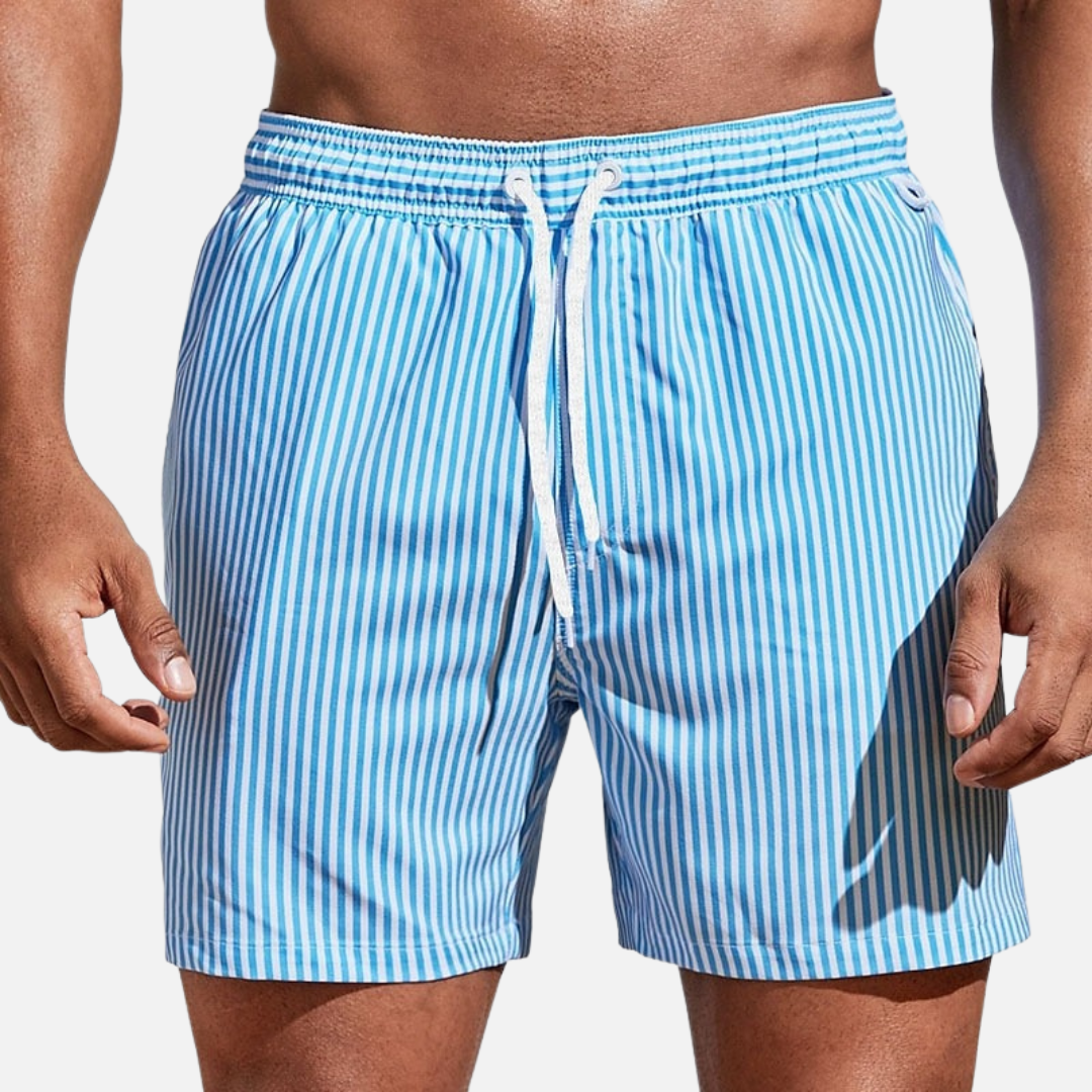 Bermudas de Baño Rayadas para Hombre | Shorts de Playa de Secado Rápido con Cordón
