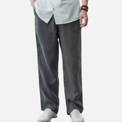 Pantalones Holgados de Lino para Hombre - Pantalones de Mezcla de Algodón y Lino Transpirables