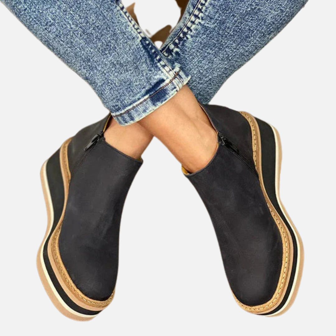 Botas de cuña con plataforma y cremallera lateral para mujer
