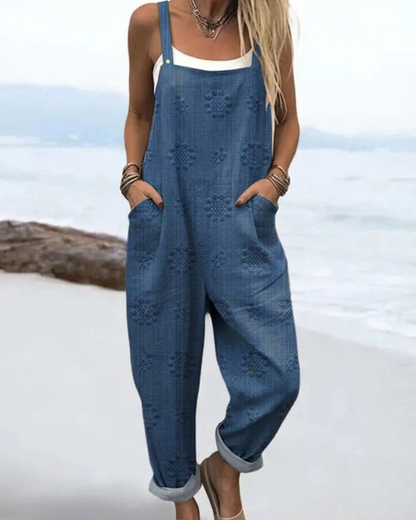 Women's Relaxed Floral Jumpsuit with Pockets