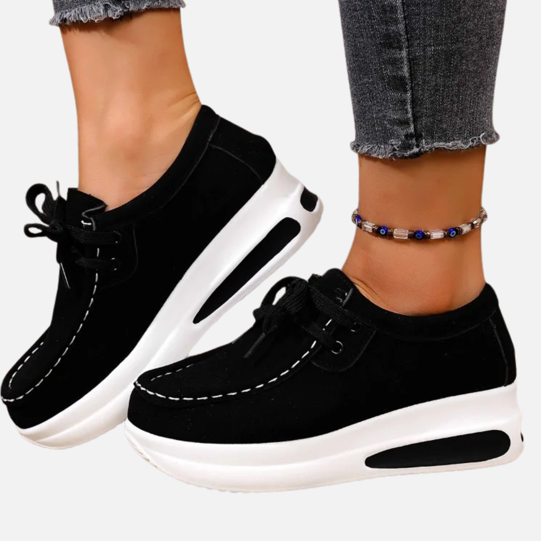 Brianna | Zapatillas Mocasín de Plataforma para Mujer de Ante con Cordones