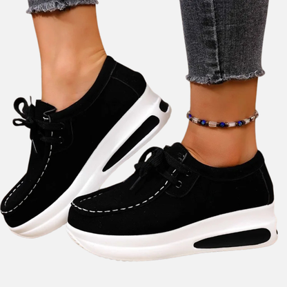 Brianna | Zapatillas Mocasín de Plataforma para Mujer de Ante con Cordones