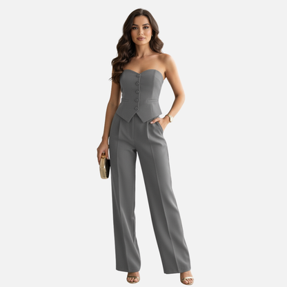 Traje elegante sin tirantes de pantalón tipo mono para mujer