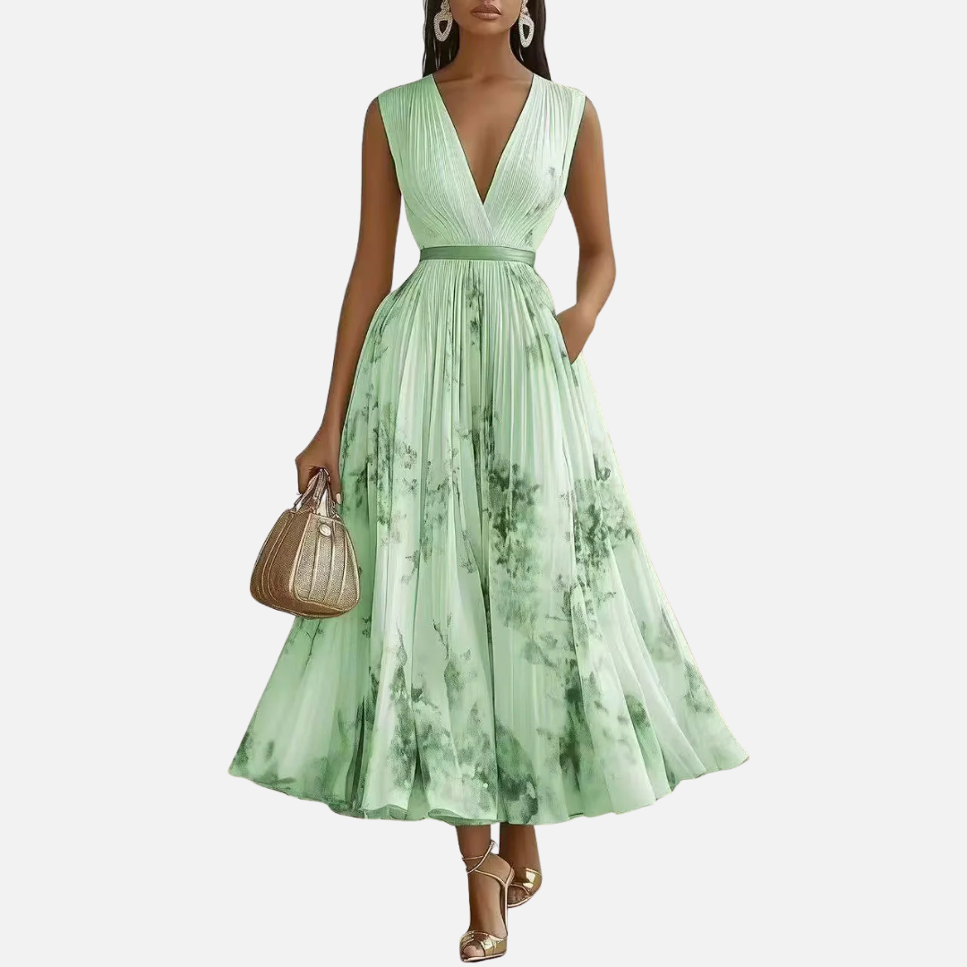 Women's Pleated Floral Maxi Dress