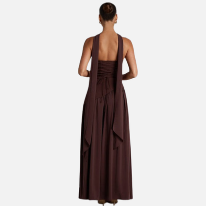 Maxivestido de chifón sin tirantes para mujer
