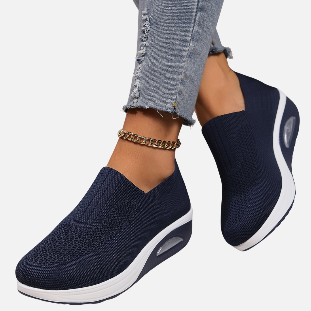 Zapatillas sin cordones de punto transpirables para mujer