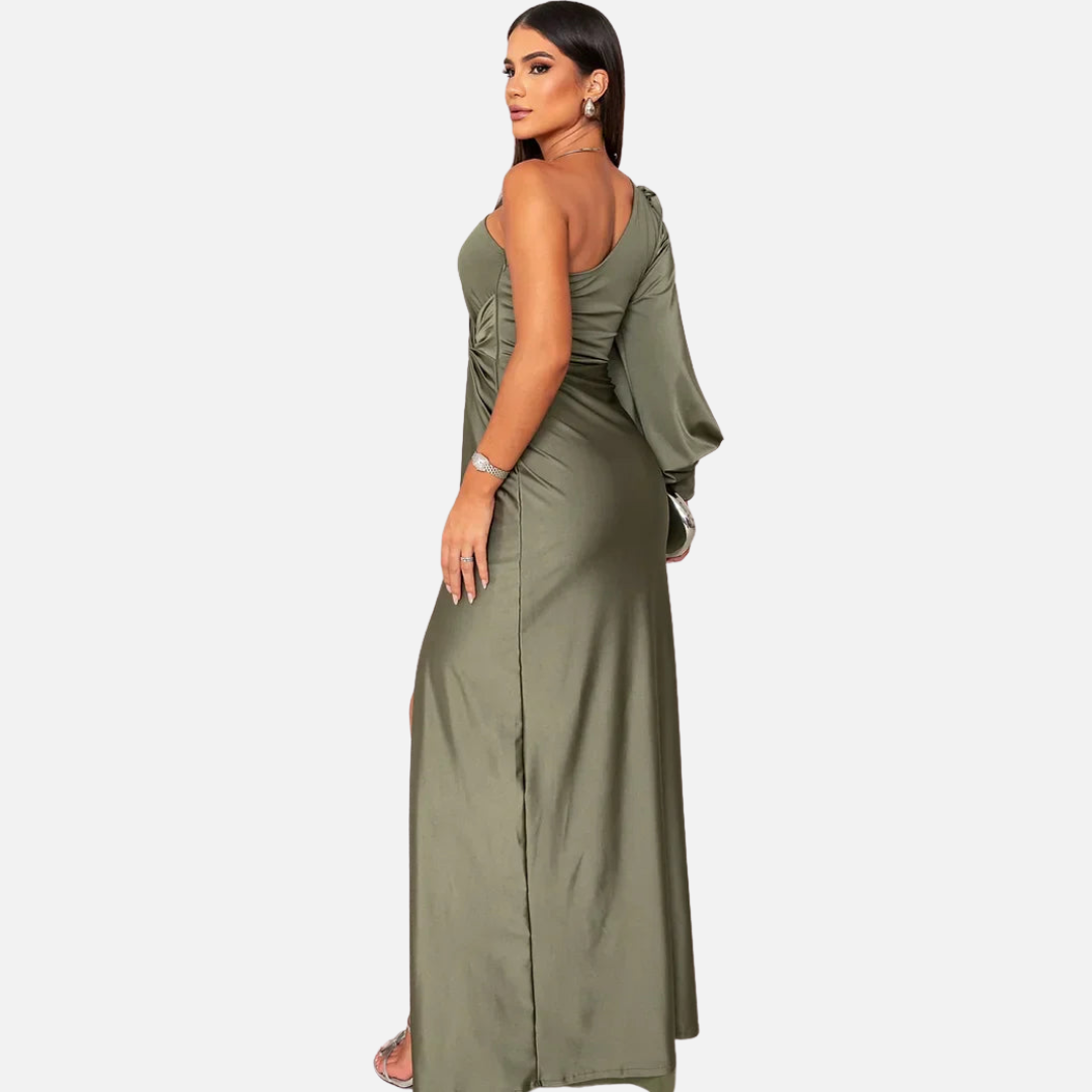 Vestido de noche de satén con lentejuelas para mujer