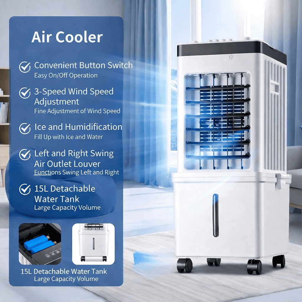 3-in-1 Portable Air Conditioner – Cools, Humidifies & Purifies the Air, Hose-Free 4